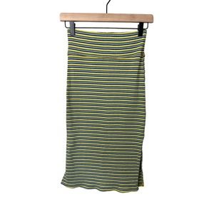 aerie Women's Striped Midi Bodycon Slit High Waisted Skirt XS